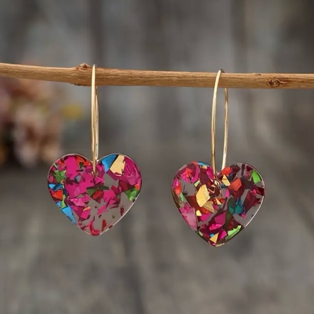 ✨Zara Murano Pink Heart Earrings - Picture 3 of 4